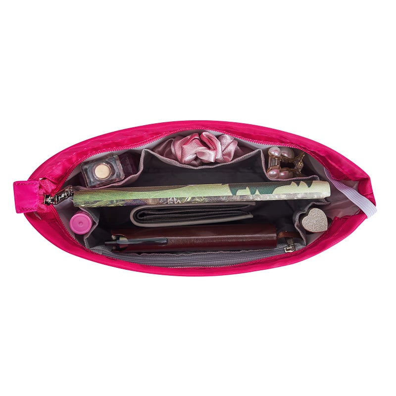 Vercord Premium Nylon Purse Organizer Tote Handbag Insert Organizers Bag in Bag Zipper 13 Pockets Rose Medium - Image 5